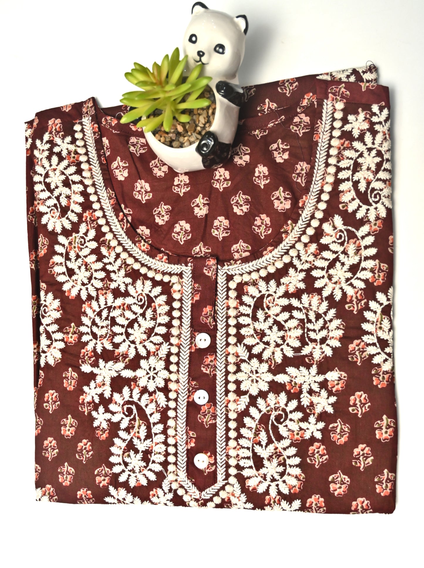 Maroon Cotton Short Kurti