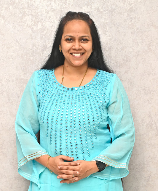 Blue Georgette Mirror Work Kurti