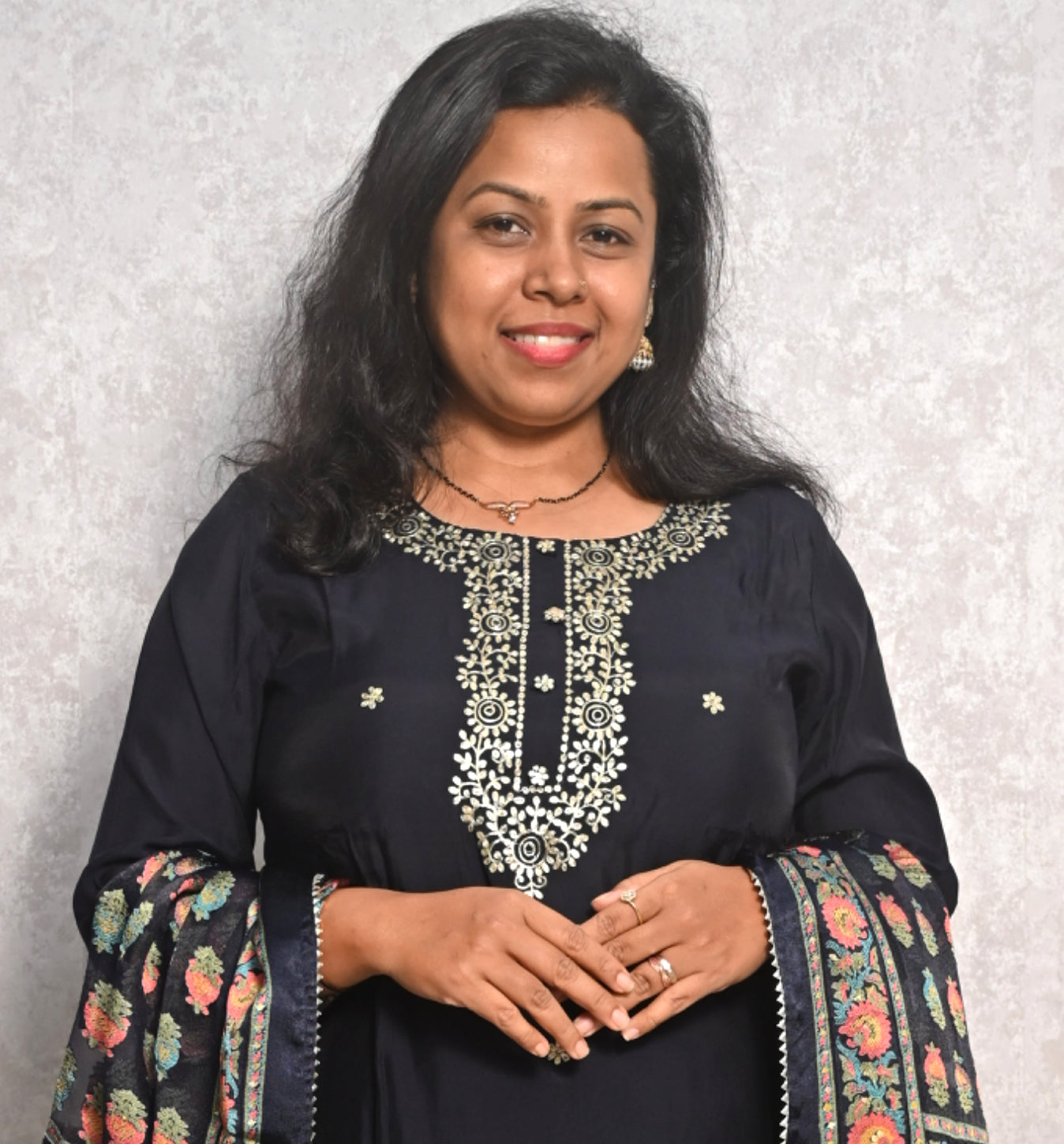 Blackish Blue Muslin Silk Full Suit