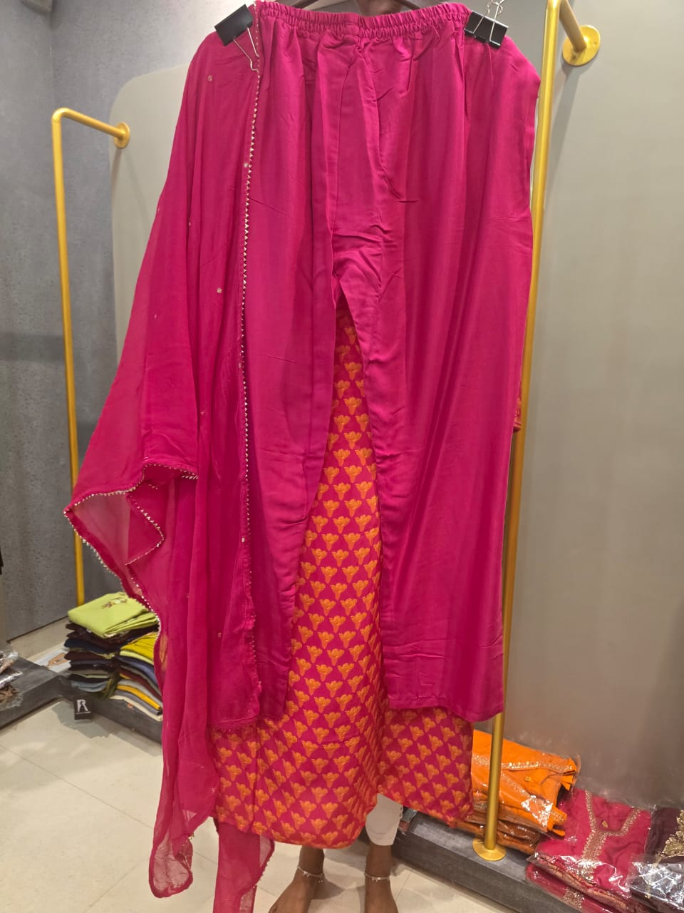 Pink Crepe Silk Full Suit