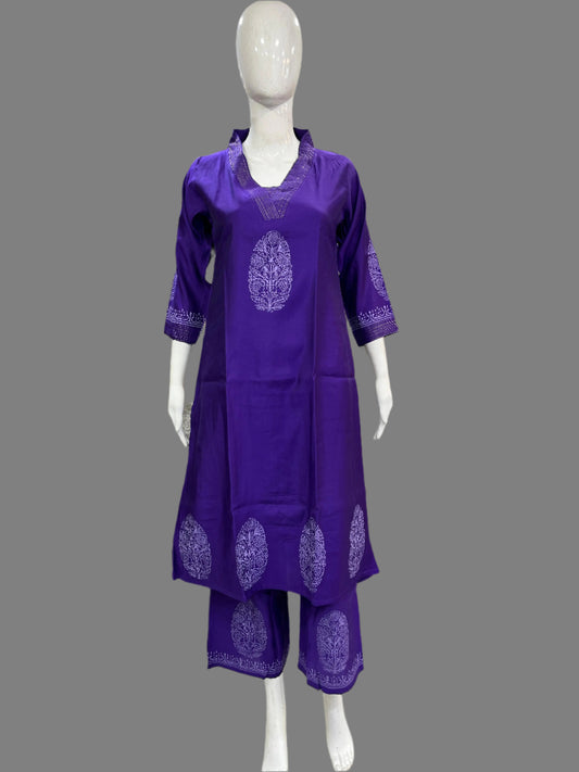 Purple/Green Kurti with Plazo