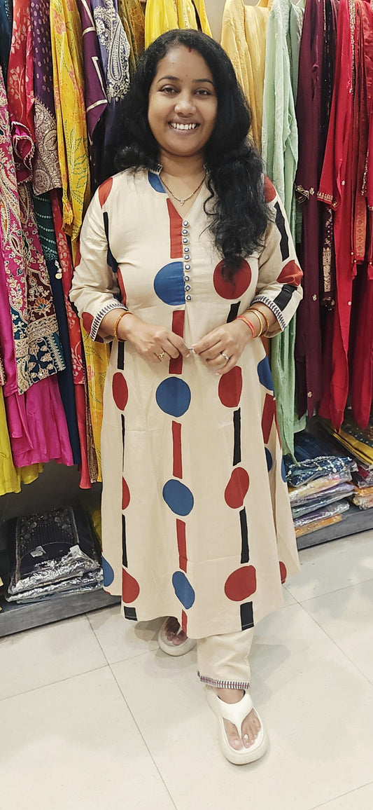 Beige Kurti With Pant