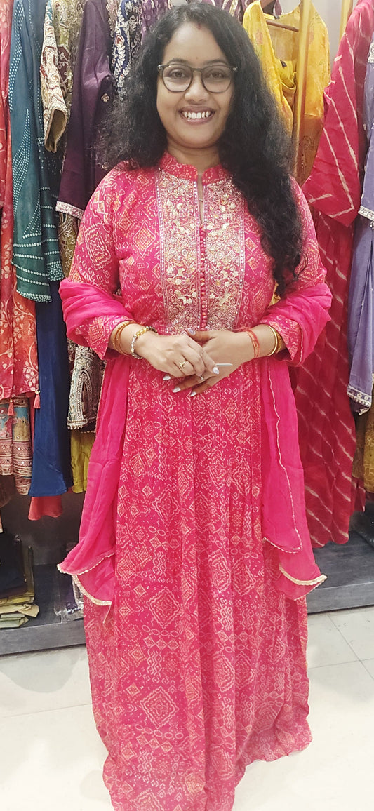 Bandhani Long Gown