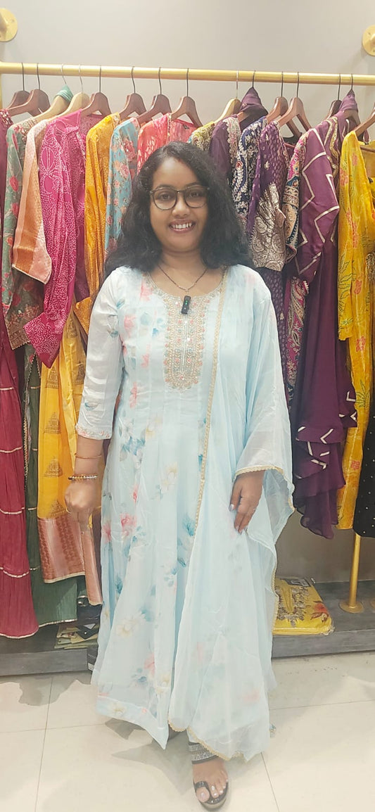 Light Blue Anarkali Suit