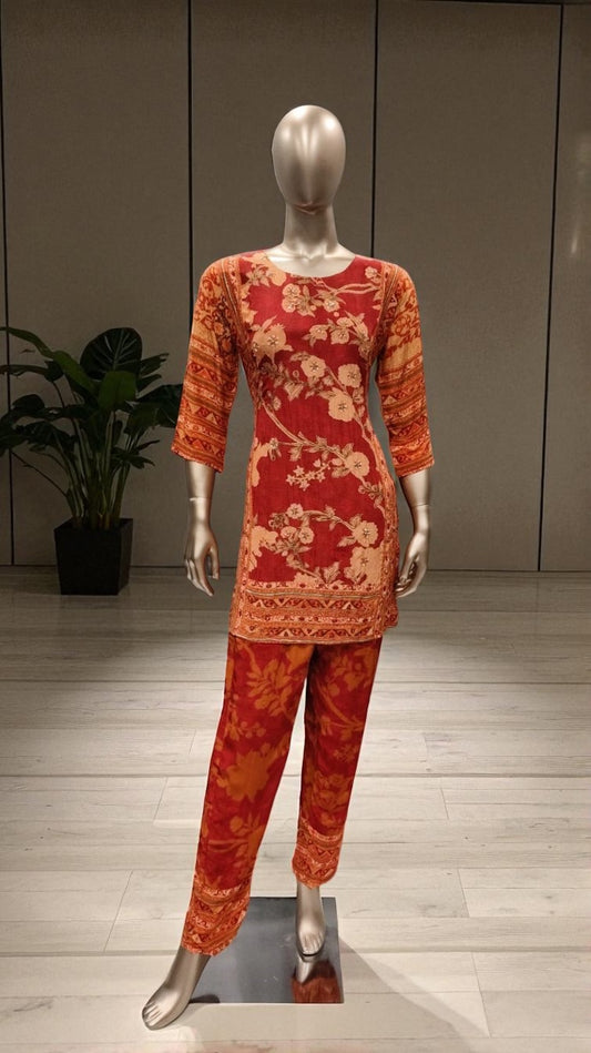 Rust Muslin Co-ord Set