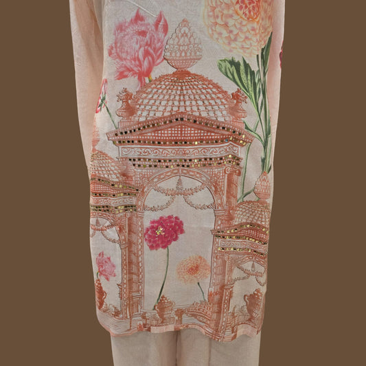 Peach Muslin Co-ord Set