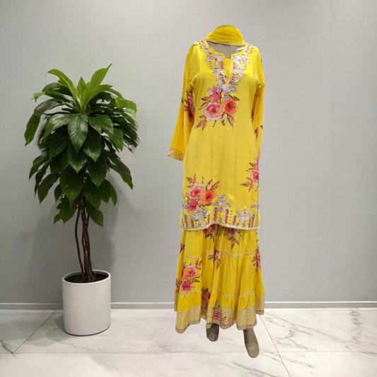 Yellow Sharara Set