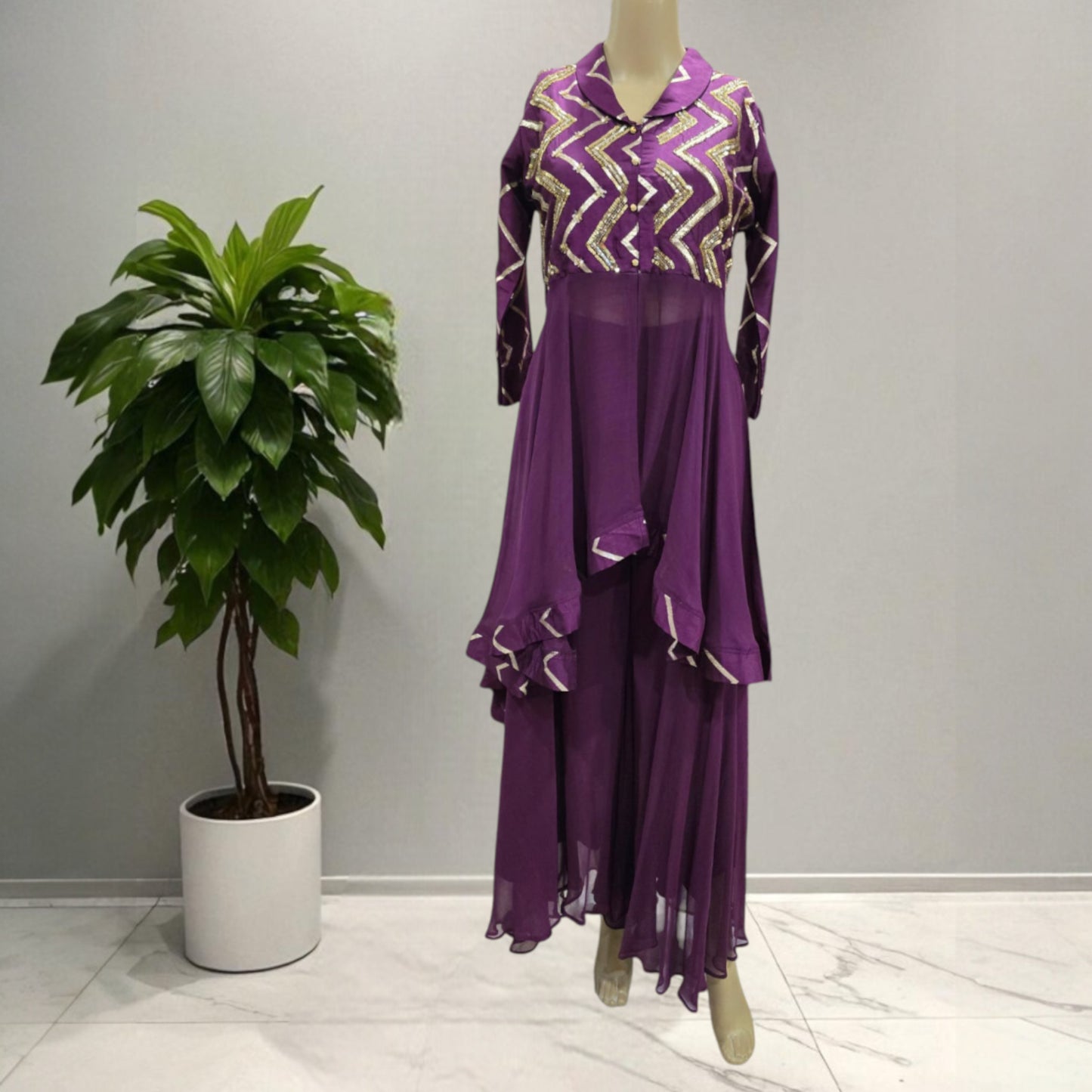 Purple Gharara Set