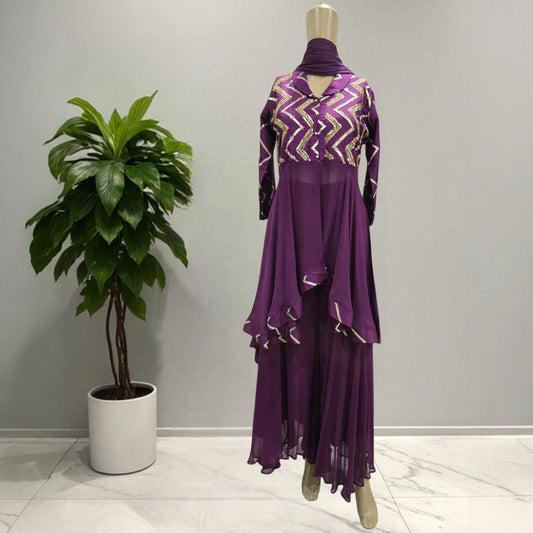 Purple Gharara Set