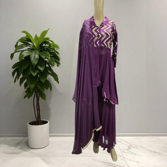 Purple Gharara Set