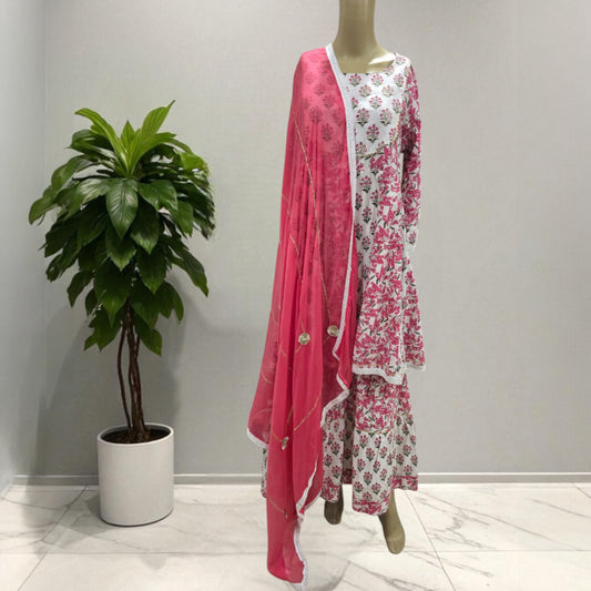 White Peplum Gharara Set