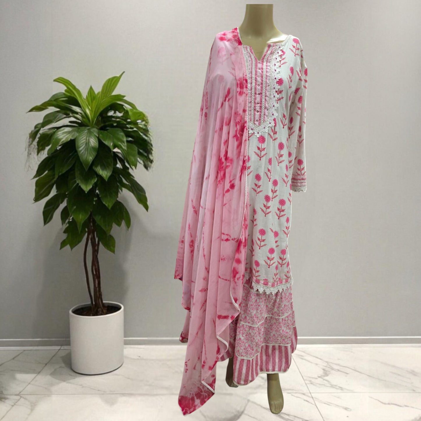 White Sharara Set