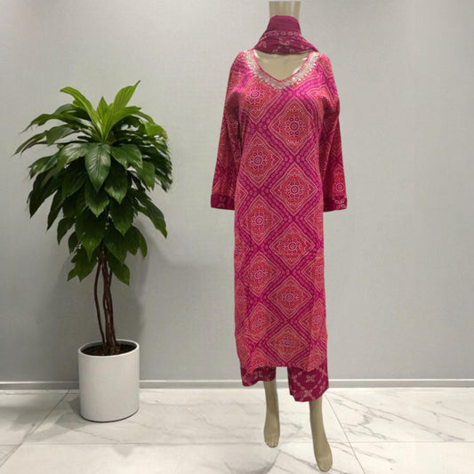 Cotton Bandhani Full Suit