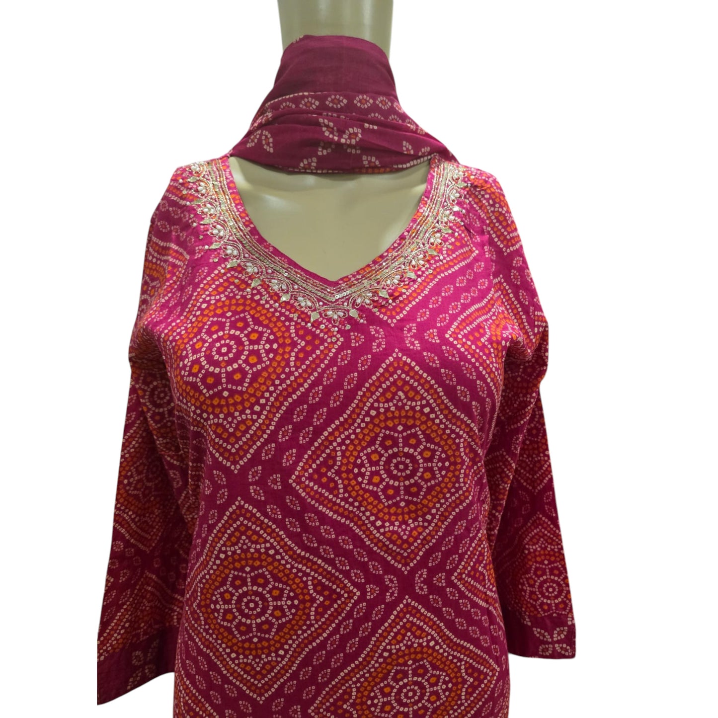 Cotton Bandhani Full Suit