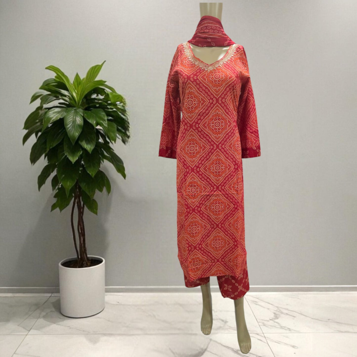 Cotton Bandhani Full Suit