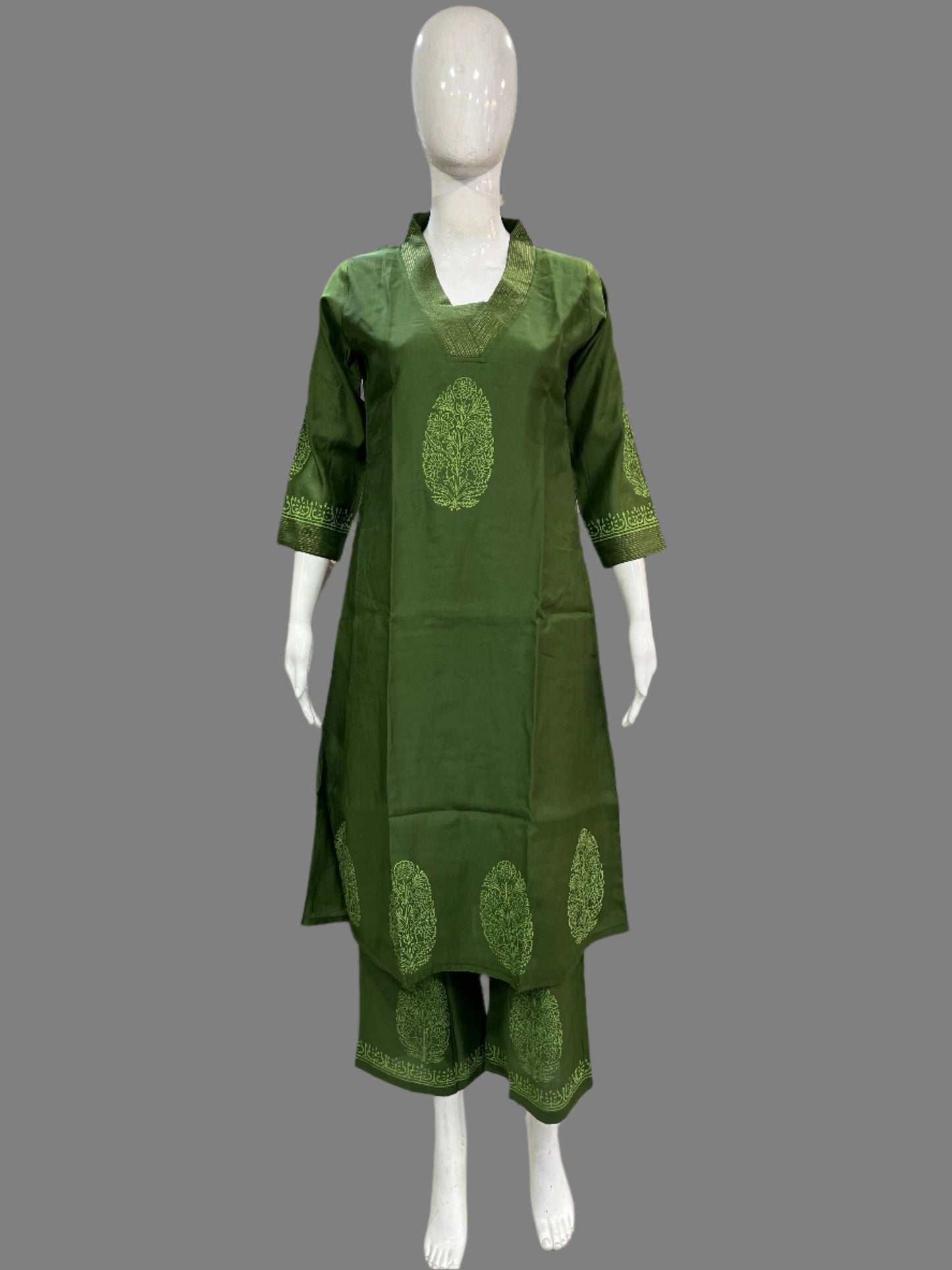 Purple/Green Kurti with Plazo