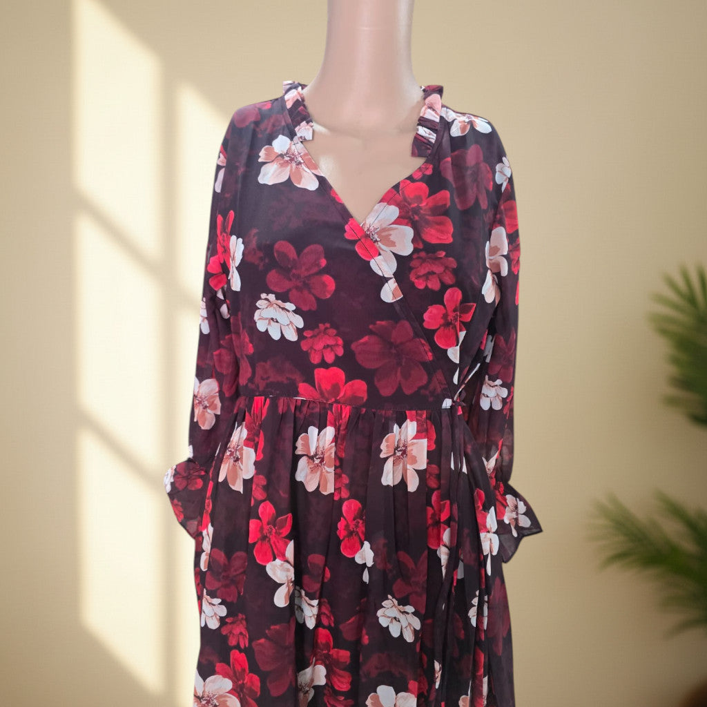 Black Floral Georgette One Piece