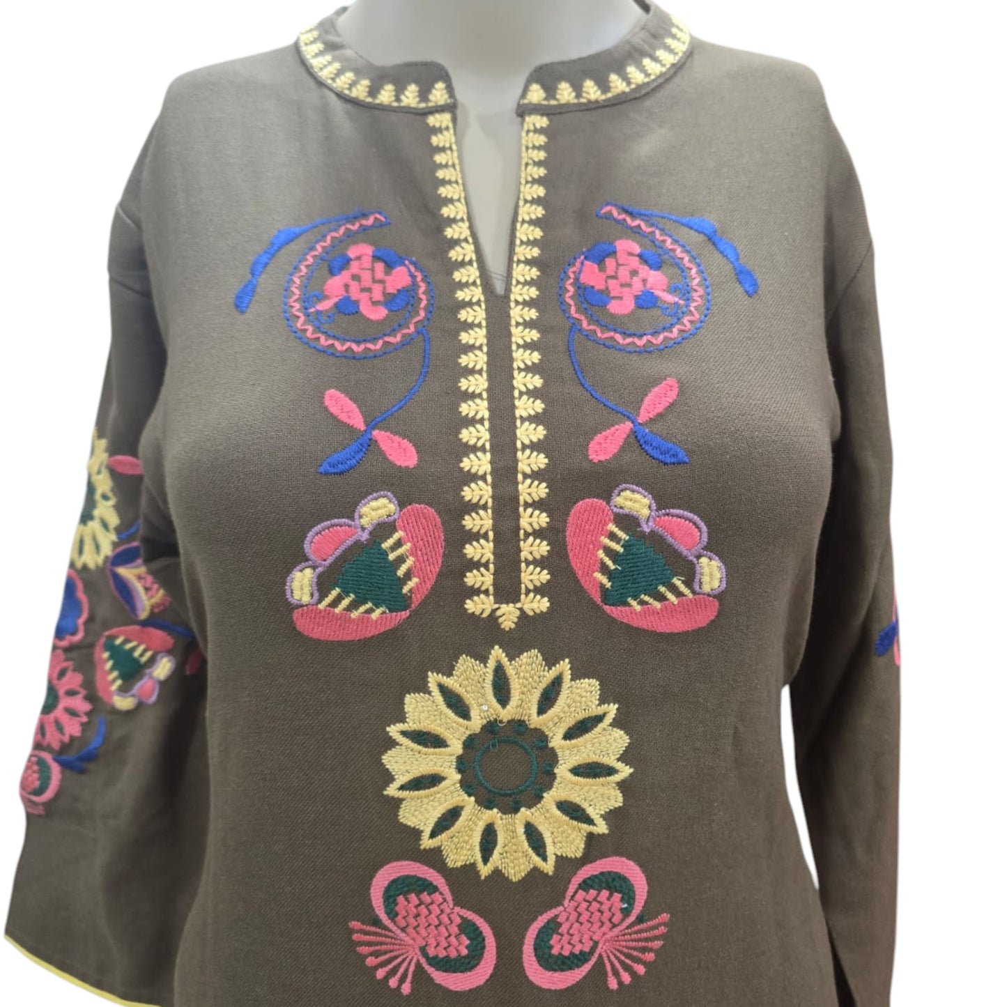 Brown Cotton Kurti With Pant