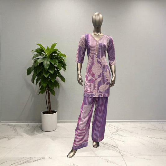 Purple Cotton Co-ord Set