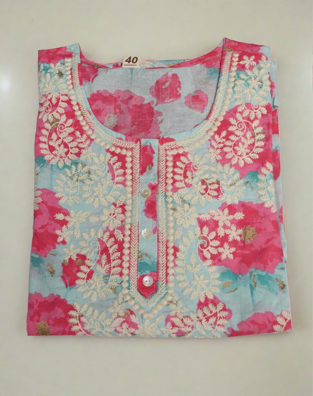 Cotton Floral Short Kurti