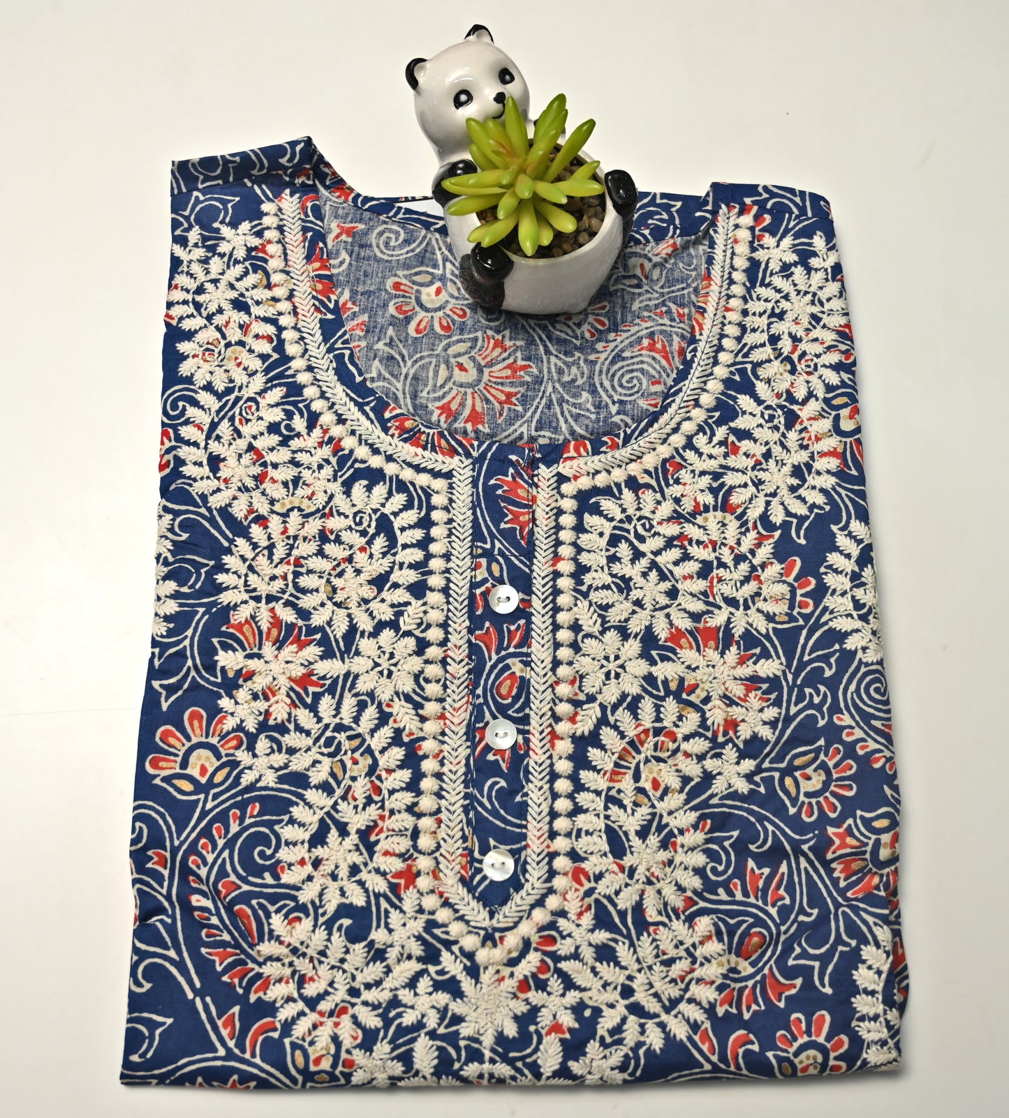 Blue Cotton Short Kurti