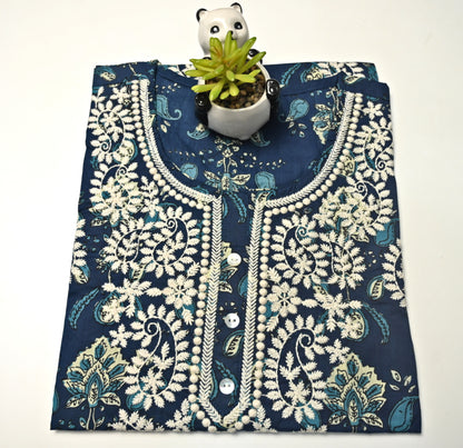 Indigo Blue Cotton Short Kurti