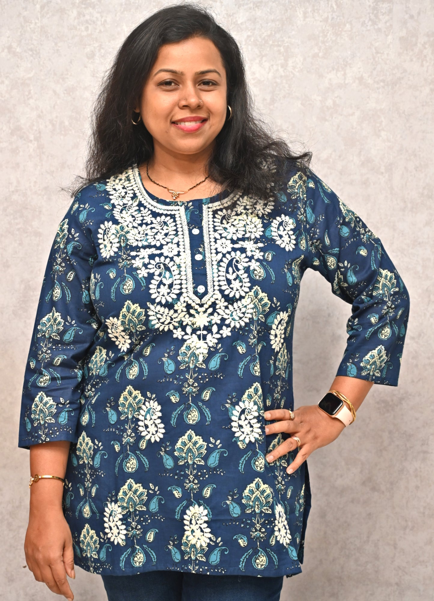 Indigo Blue Cotton Short Kurti