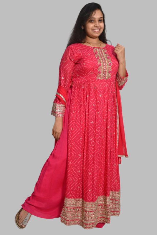 Magenta Pink Pure Georgette Nyra Cut Full Suit