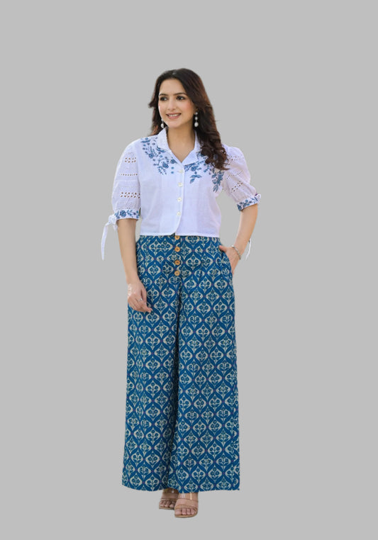 Indigo & White Co-ord Set