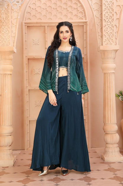 Peacock Blue Indo Western