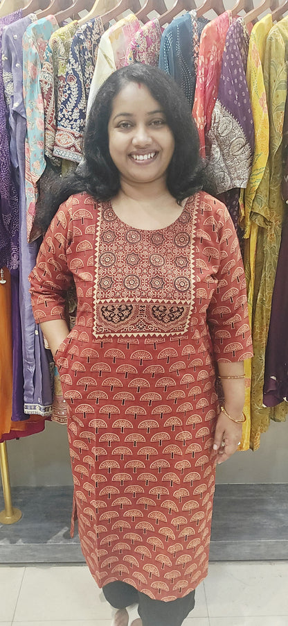 Rust Cotton Kurti