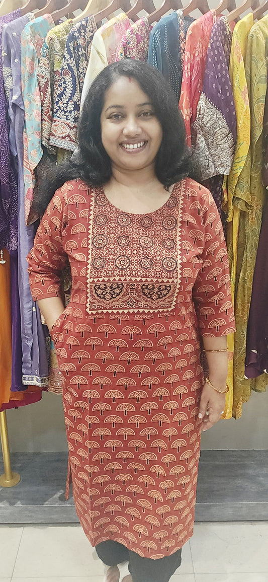 Rust Cotton Kurti