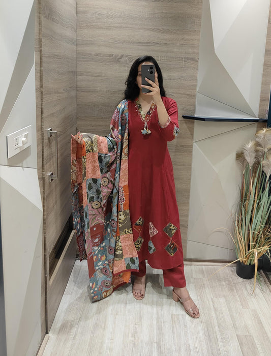 Maroon Anarkali Full Suit