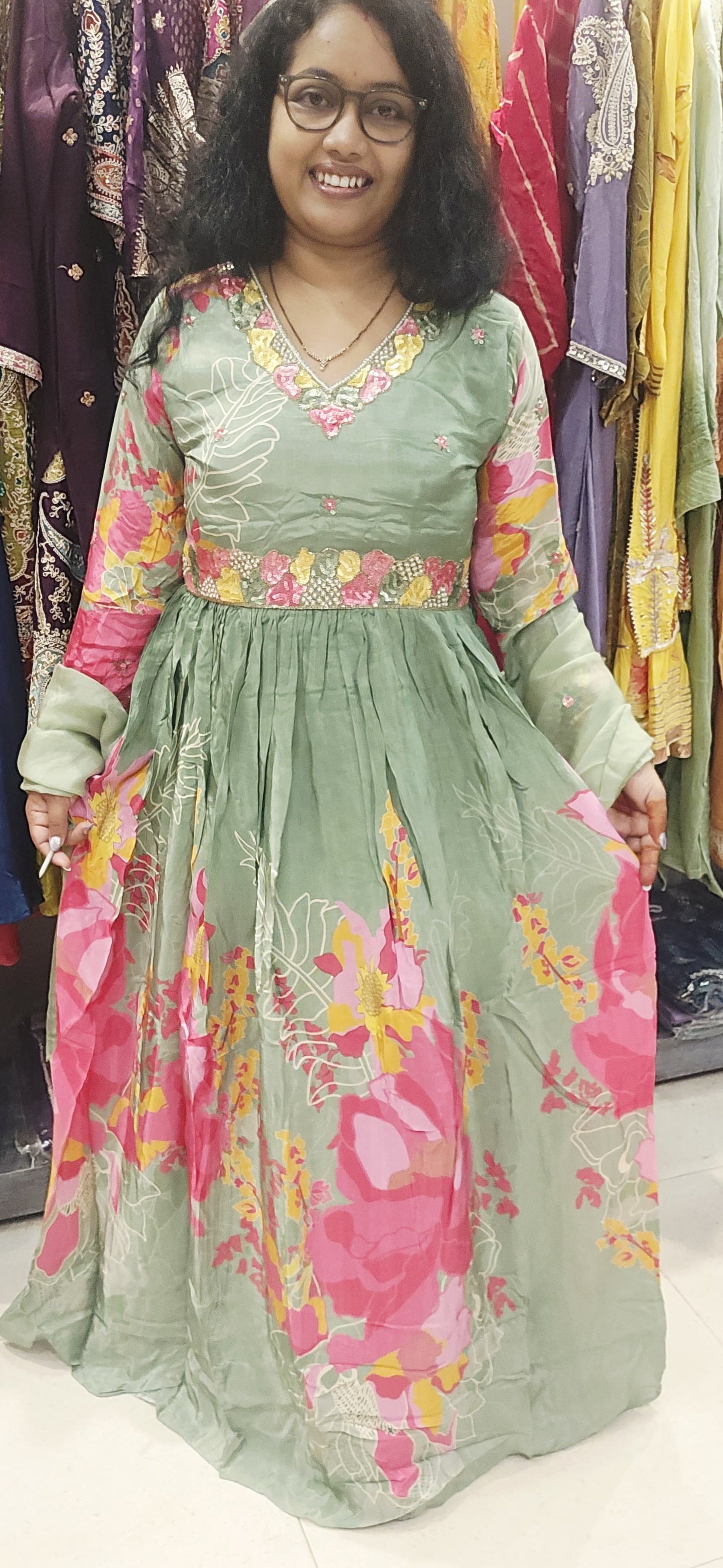 Crape Long Gown