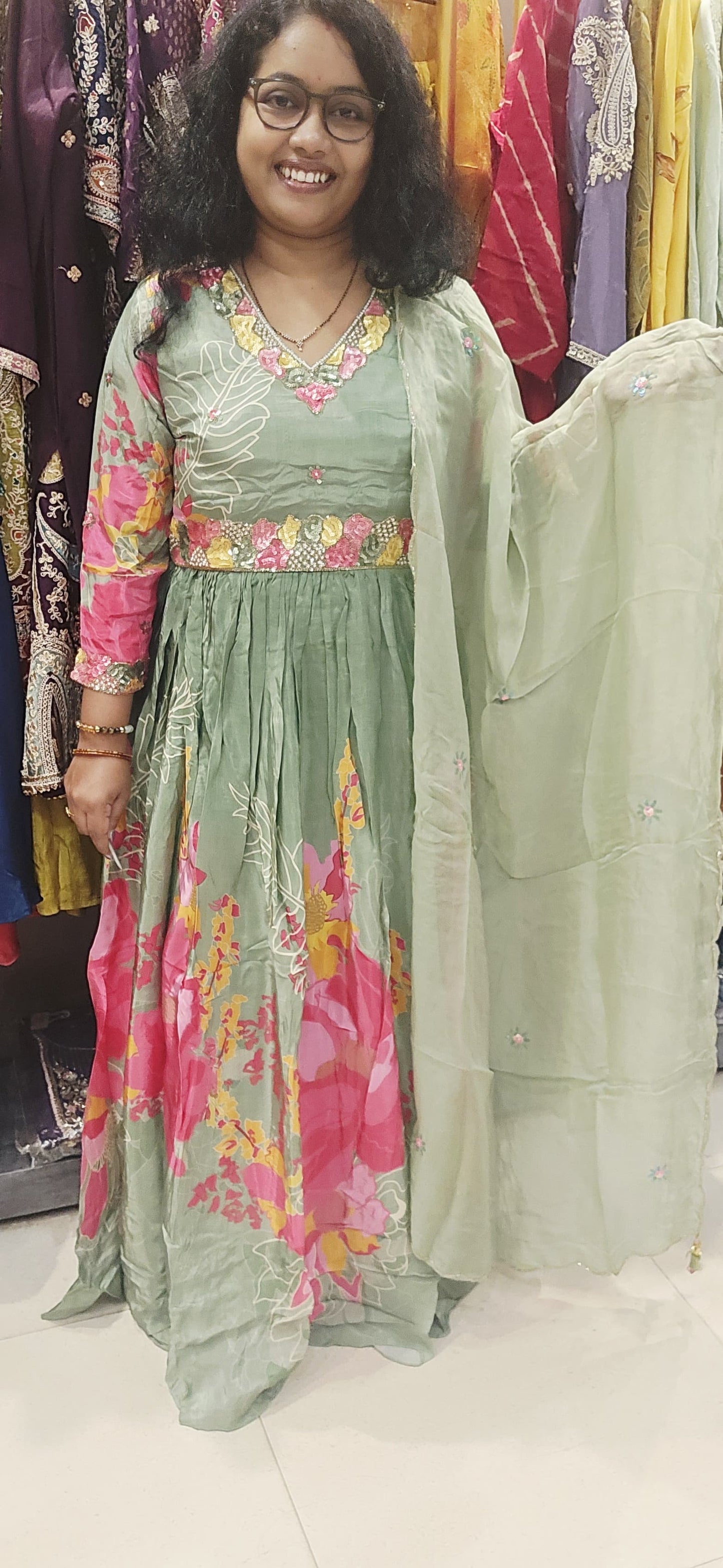 Crape Long Gown