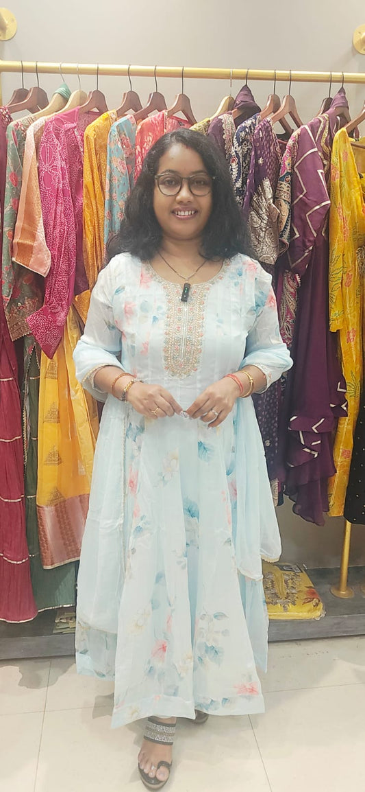 Light Blue Anarkali Suit