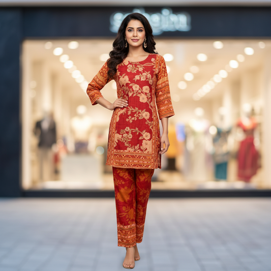 Rust Muslin Co-ord Set