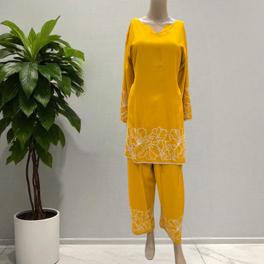 Yellow Embroidered Co-ord Set
