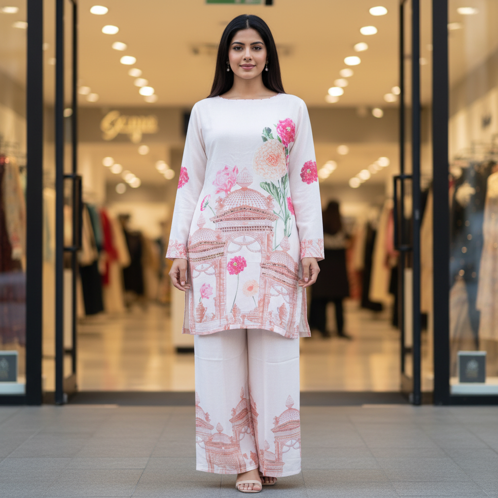 Peach Muslin Co-ord Set