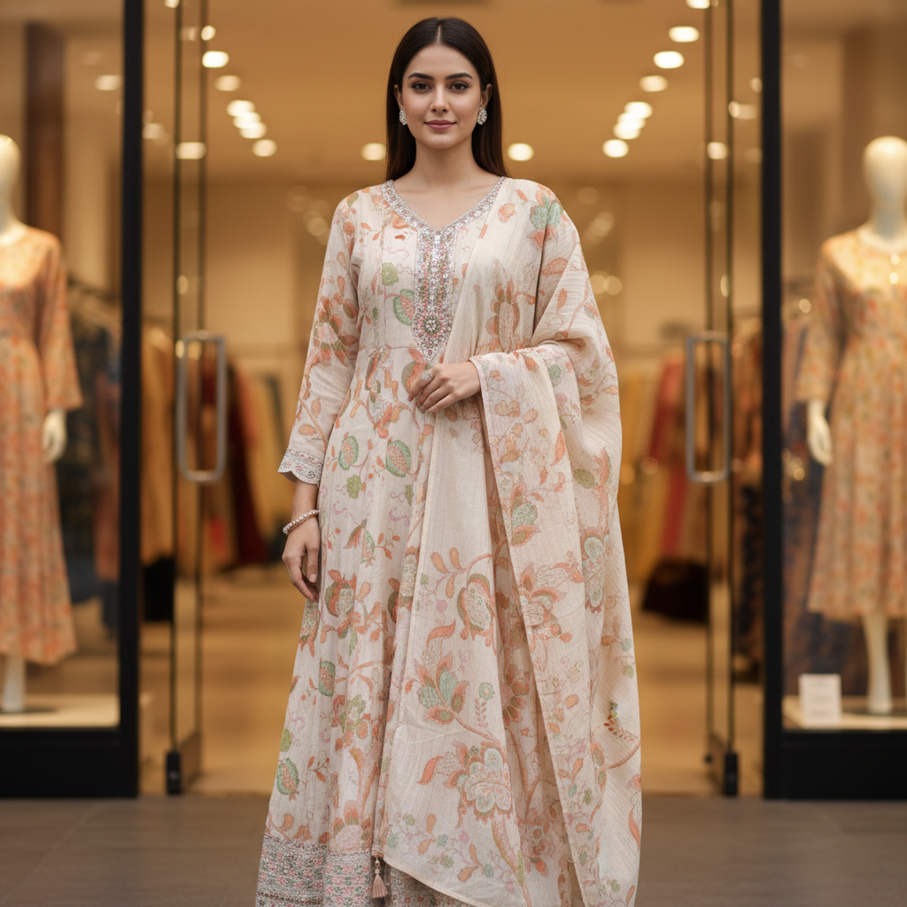 Beige Anarkali Suit