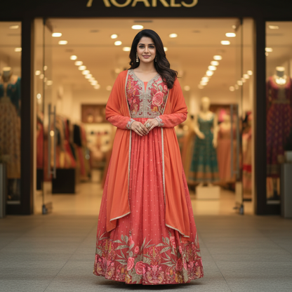 Muslin Silk Long Gown
