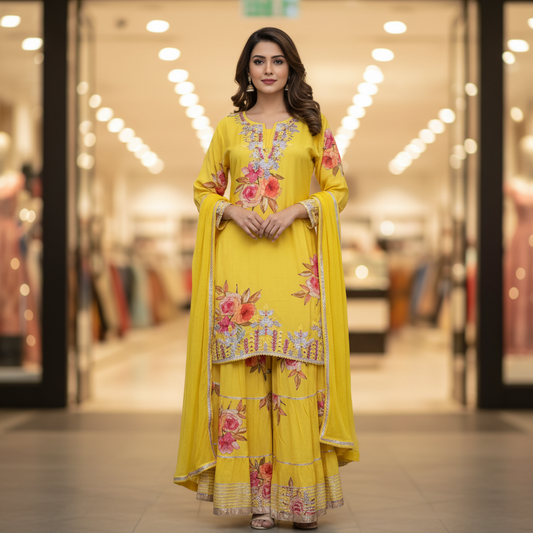 Yellow Sharara Set
