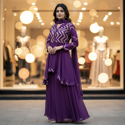 Purple Gharara Set