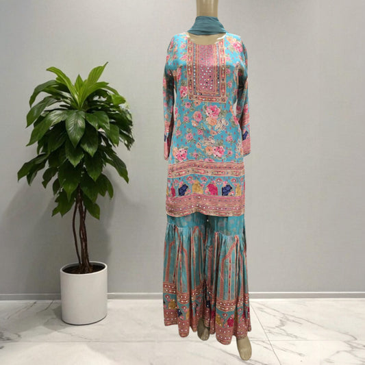Blue Gharara Set