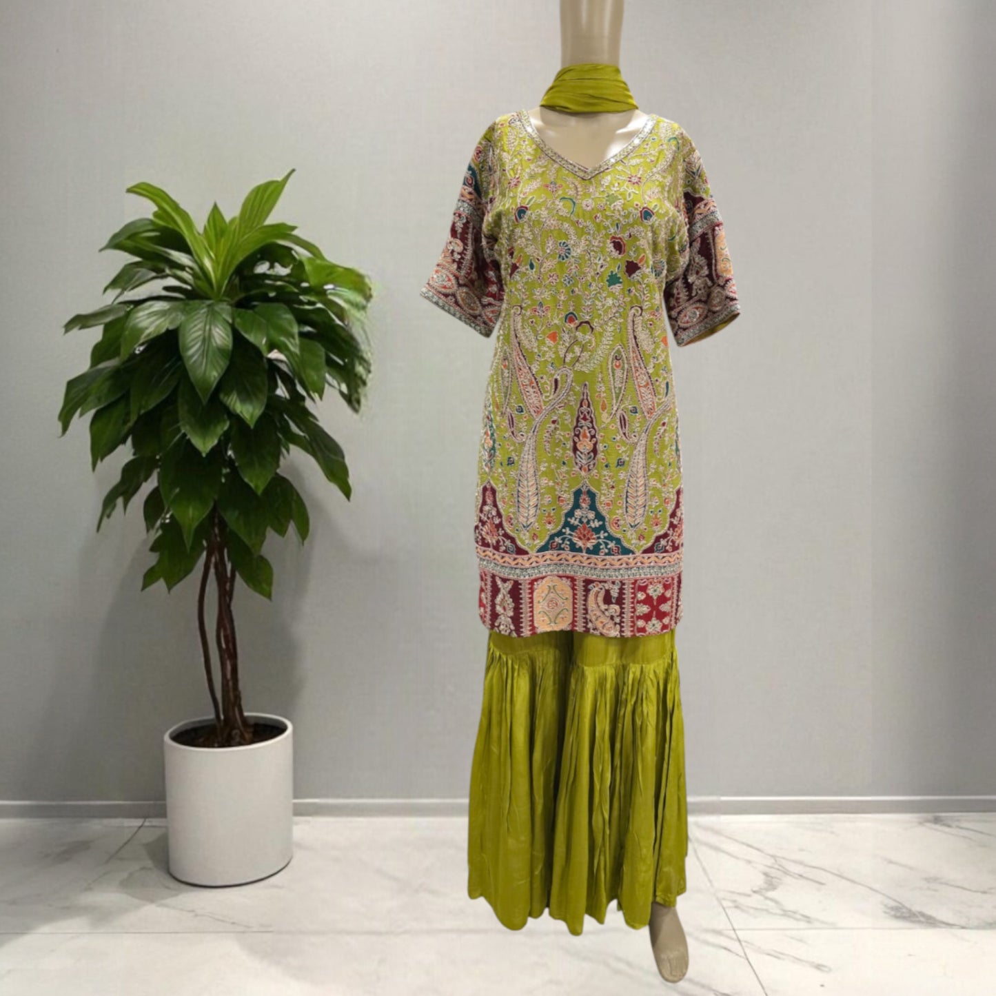 Green Gharara Set