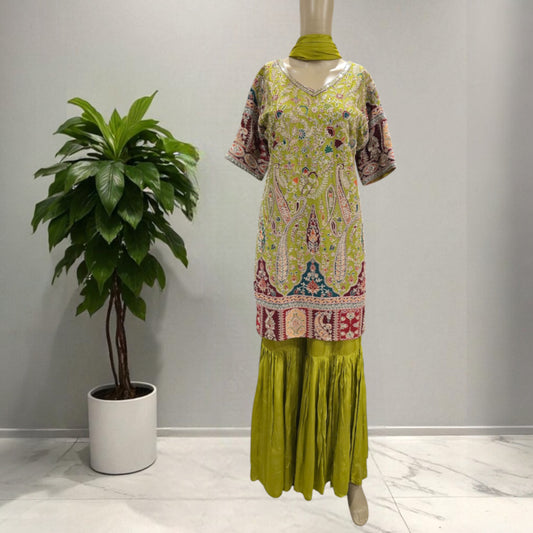 Green Gharara Set