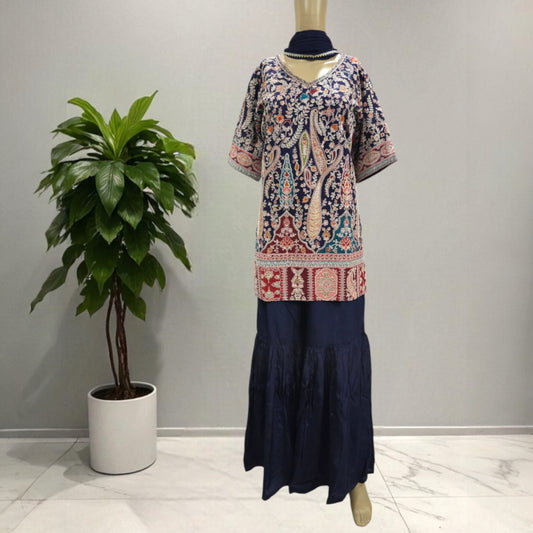 Blue Gharara Set