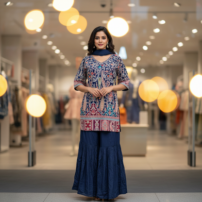 Blue Gharara Set