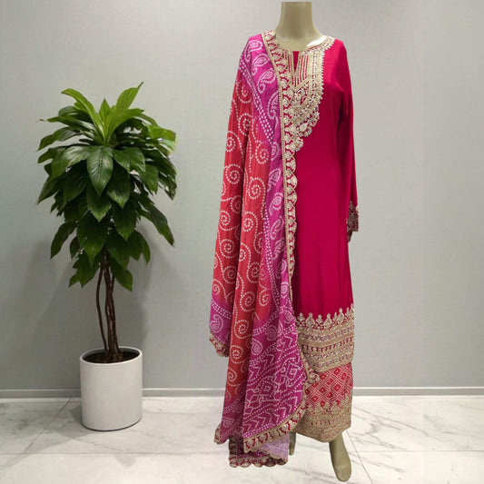 Red Gharara Set