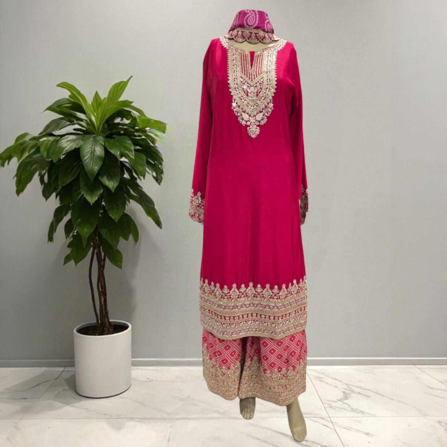 Red Gharara Set
